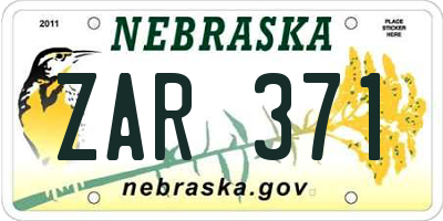 NE license plate ZAR371