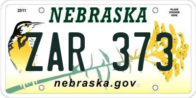 NE license plate ZAR373