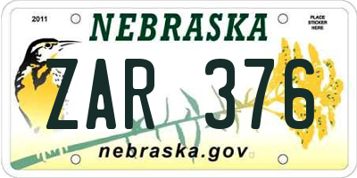 NE license plate ZAR376