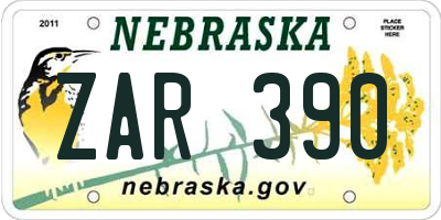 NE license plate ZAR390