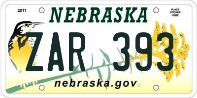 NE license plate ZAR393