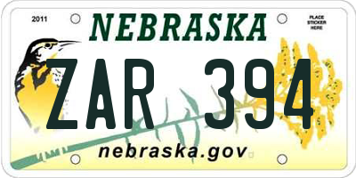NE license plate ZAR394