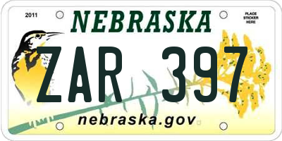 NE license plate ZAR397