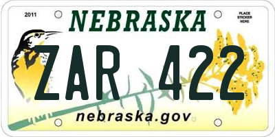 NE license plate ZAR422