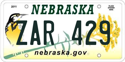 NE license plate ZAR429