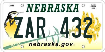 NE license plate ZAR432