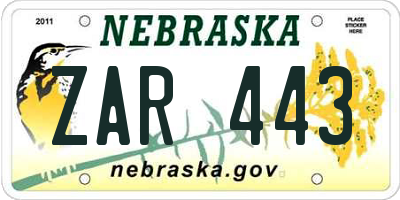 NE license plate ZAR443