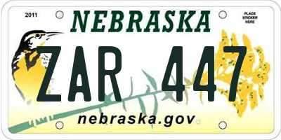 NE license plate ZAR447