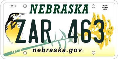 NE license plate ZAR463