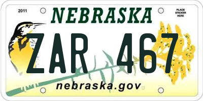 NE license plate ZAR467