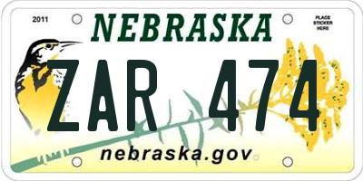 NE license plate ZAR474