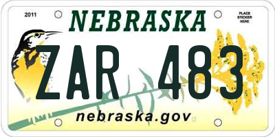NE license plate ZAR483