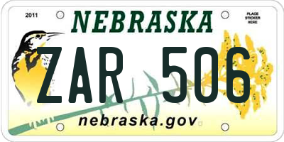 NE license plate ZAR506