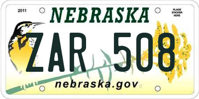NE license plate ZAR508