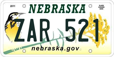 NE license plate ZAR521