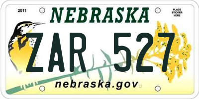NE license plate ZAR527