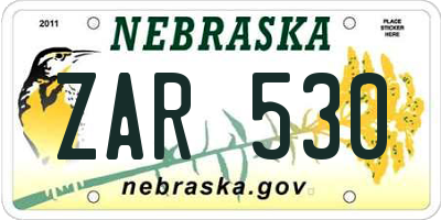 NE license plate ZAR530