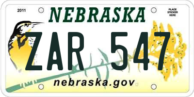 NE license plate ZAR547