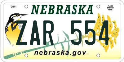 NE license plate ZAR554