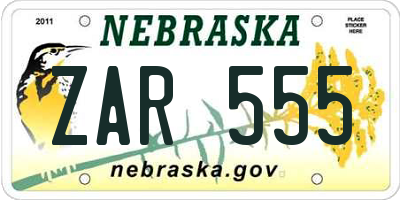 NE license plate ZAR555