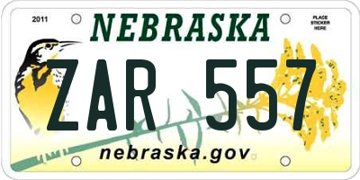 NE license plate ZAR557