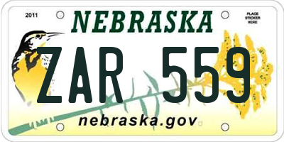 NE license plate ZAR559