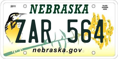 NE license plate ZAR564