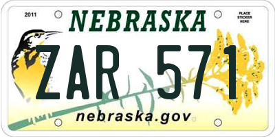 NE license plate ZAR571