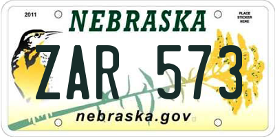 NE license plate ZAR573