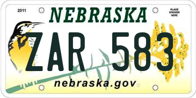 NE license plate ZAR583