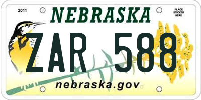 NE license plate ZAR588