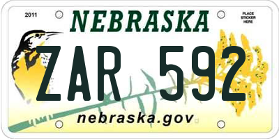 NE license plate ZAR592