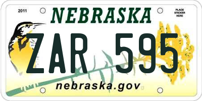 NE license plate ZAR595