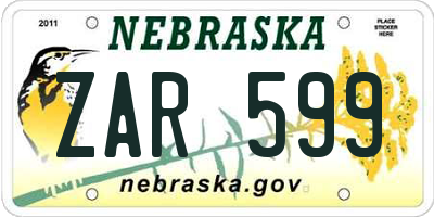NE license plate ZAR599