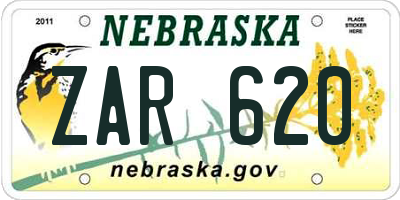 NE license plate ZAR620