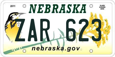 NE license plate ZAR623