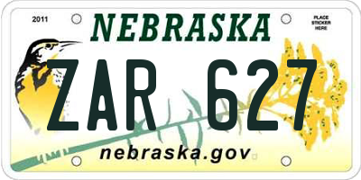 NE license plate ZAR627