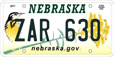 NE license plate ZAR630