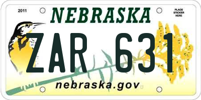 NE license plate ZAR631