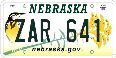 NE license plate ZAR641