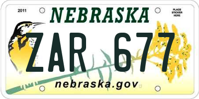 NE license plate ZAR677