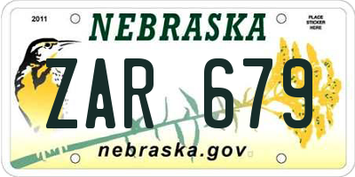 NE license plate ZAR679