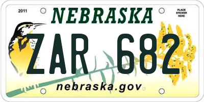 NE license plate ZAR682
