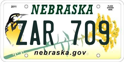NE license plate ZAR709