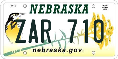 NE license plate ZAR710