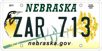 NE license plate ZAR713