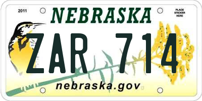 NE license plate ZAR714