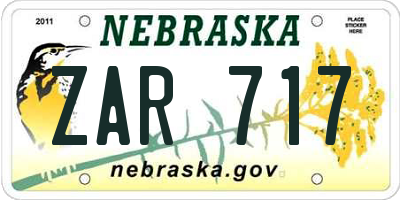 NE license plate ZAR717