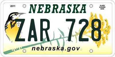 NE license plate ZAR728