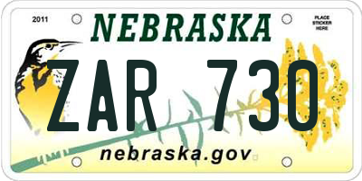 NE license plate ZAR730